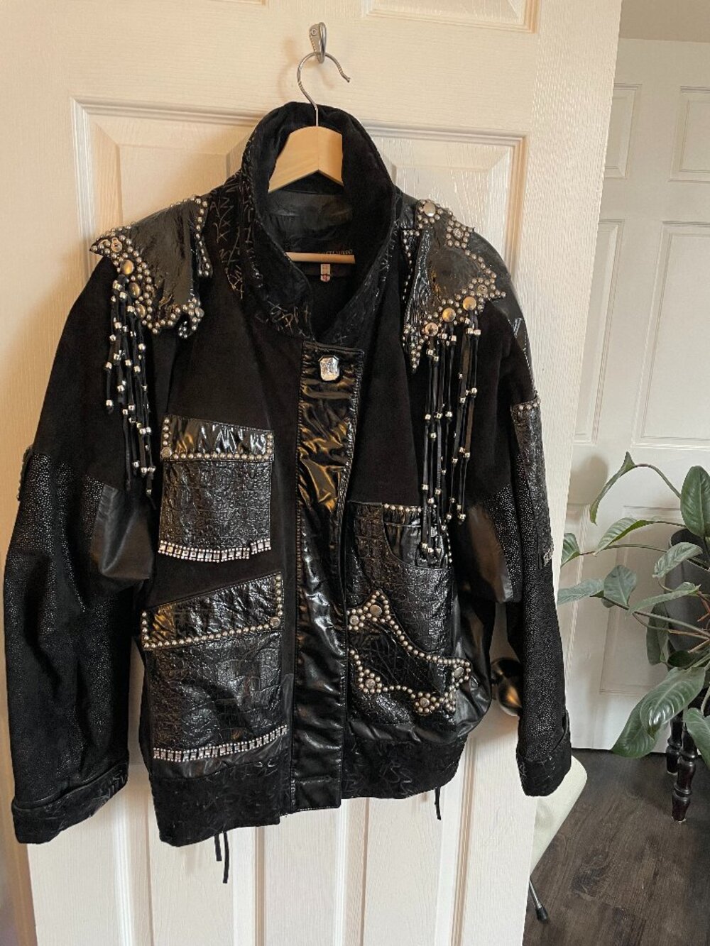 Vintage Bedazzled Leather Bomber